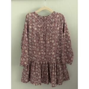 Mini a Ture Copenhagen Dress Plum Blue Cream Floral Drop Waist Twirl 110 / 5